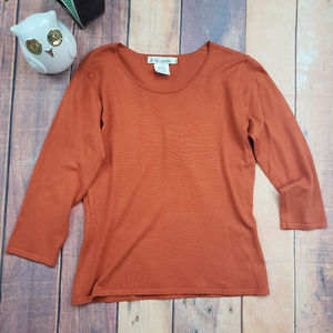 a la carte dark orange silk blouse 3/4 sleeves